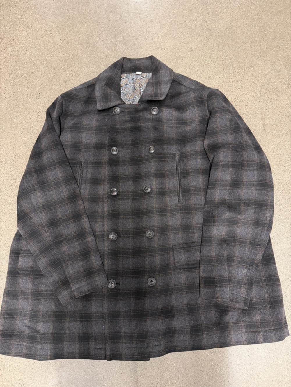 Joseph Abboud Plaid Wool Blend Double-Breasted Peacoat coat jacket 3x